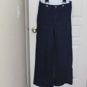 Voodoo Vixen high rise wide leg denim trousers detachable suspenders Women's L